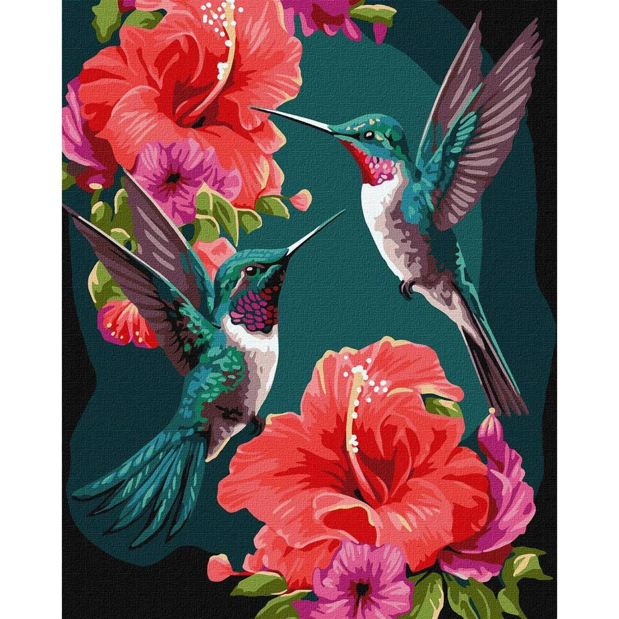 Ideyka Emerald Hummingbirds Painting by Numbers Kit